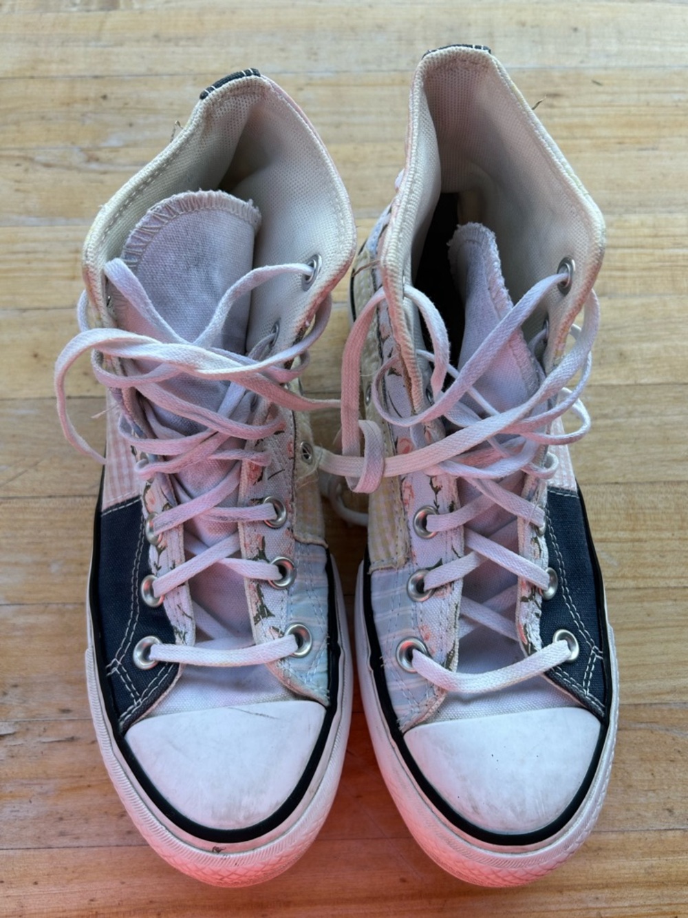 Converse‎ High Top Picnic Patchwork Lifted Youth Sneaker Shoes Size 6